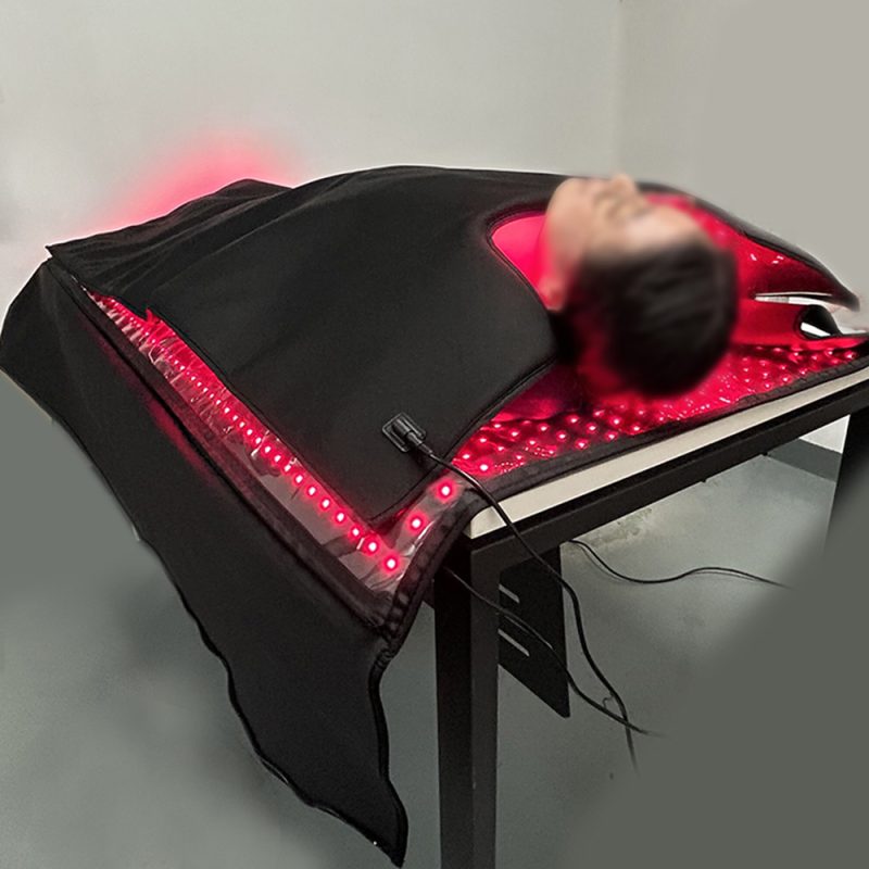 Bright red illuminated surface with dots