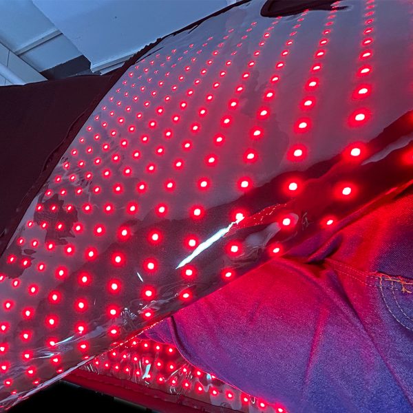 Red LED lights on a surface