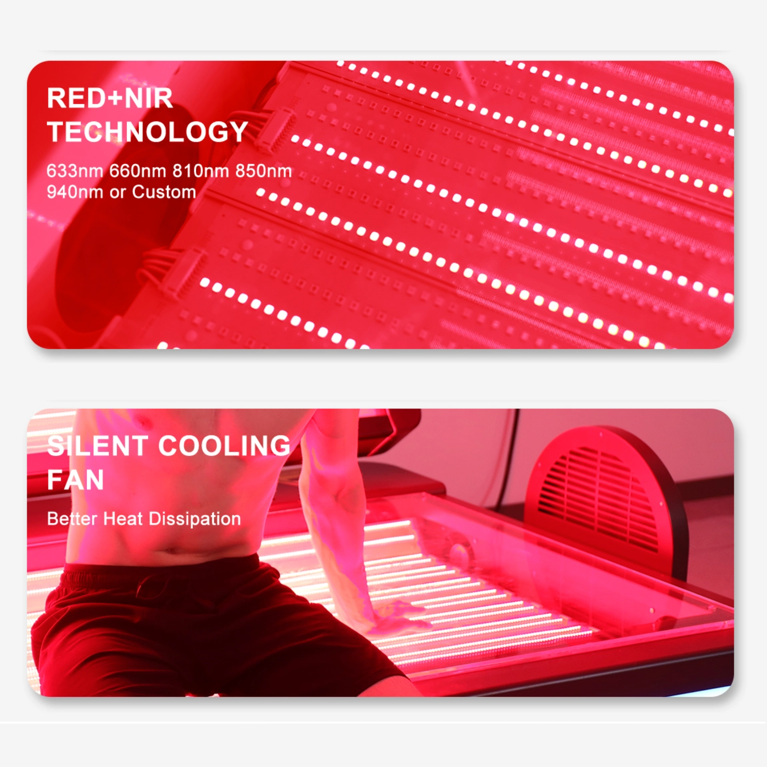 OxyEdge Red Light Bed NIR Tech and cooling fan