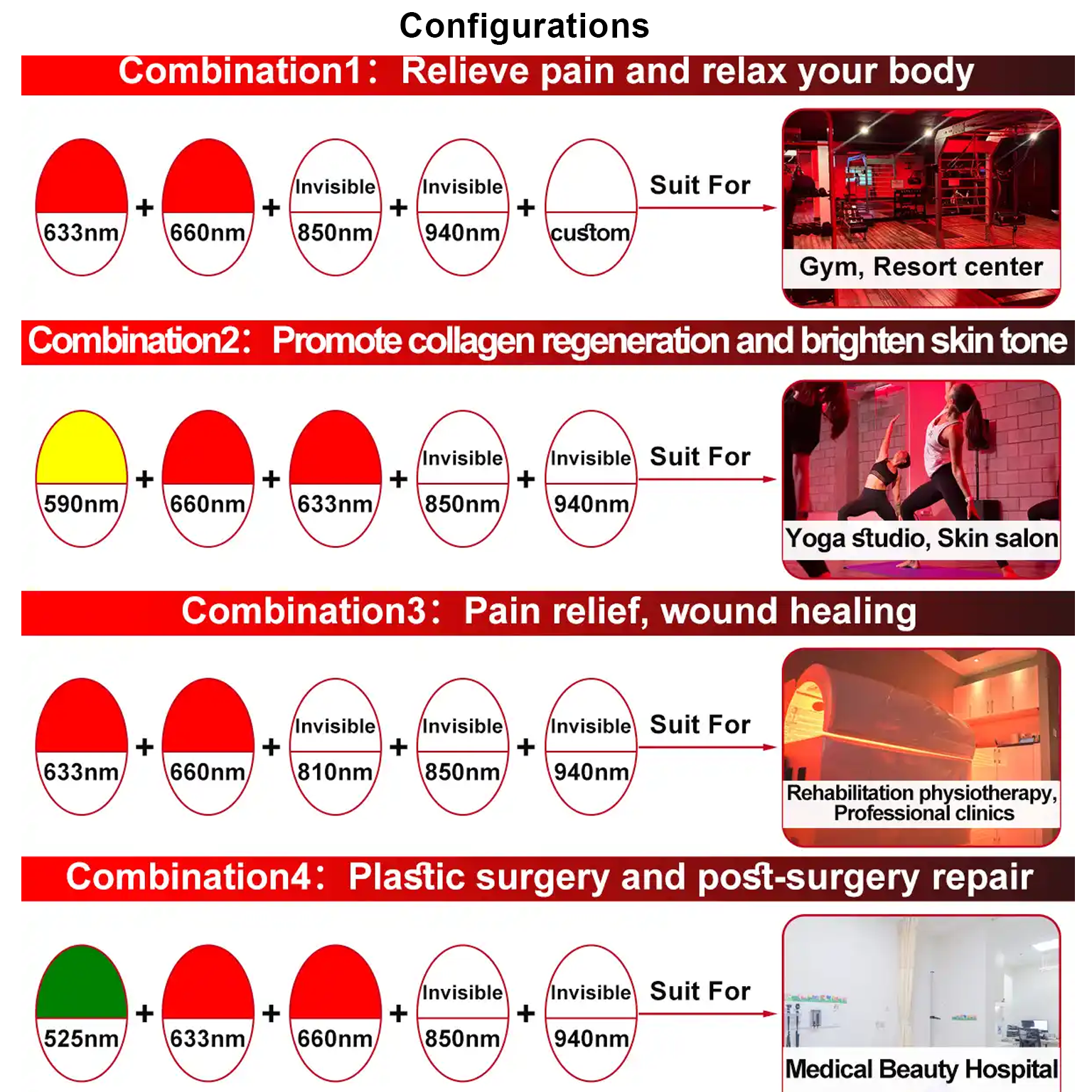 OxyEdge Red Light Bed configurations