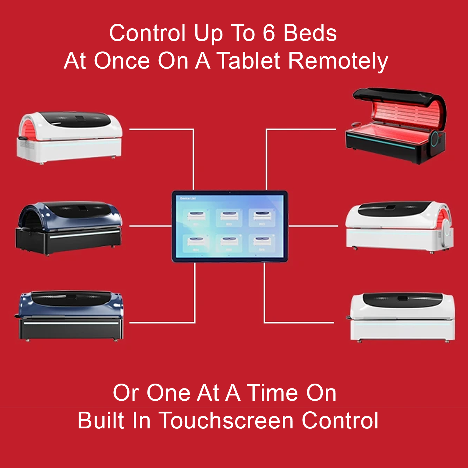 OxyEdge Red Light Bed controls